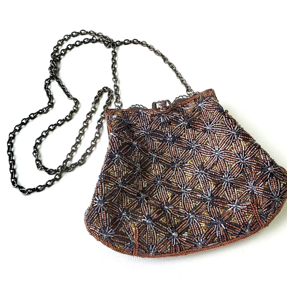 Inge Christopher Beaded Floral Design Evening/Special Ocassion Purse Wit…